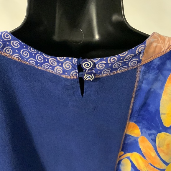 Bali Emerald Blue Batik Multi Media Top Size S - Picture 5 of 10
